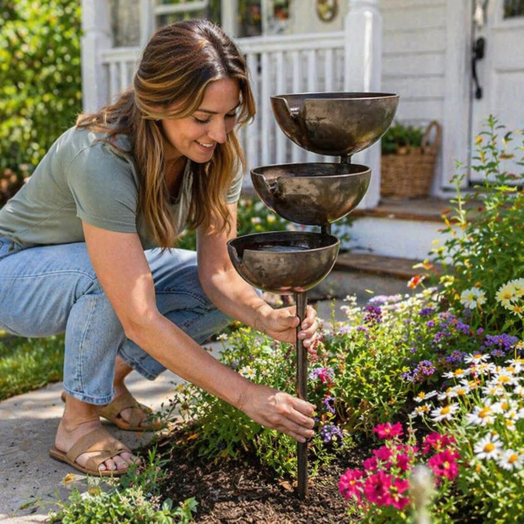 🔥Hot Sale 50% OFF🔥Bring Life Back To Your Garden �?Peaceful Cascading Rain Catcher Bird Bath For Welcoming Garden Wildlife🌿🐦