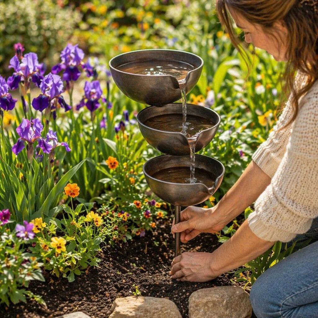 🔥Hot Sale 50% OFF🔥Bring Life Back To Your Garden �?Peaceful Cascading Rain Catcher Bird Bath For Welcoming Garden Wildlife🌿🐦