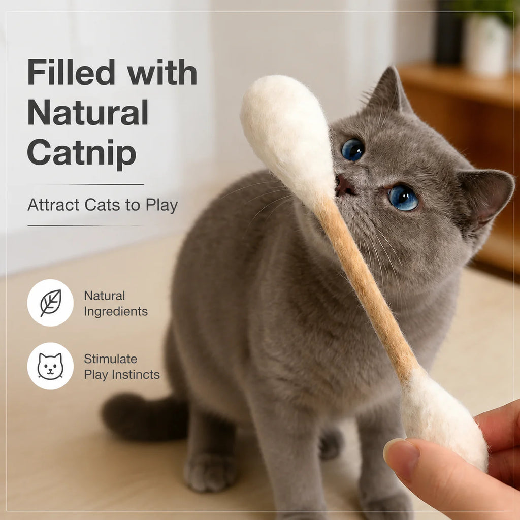 Giant Cotton Swab Cat Toy with Catnip 12PCS