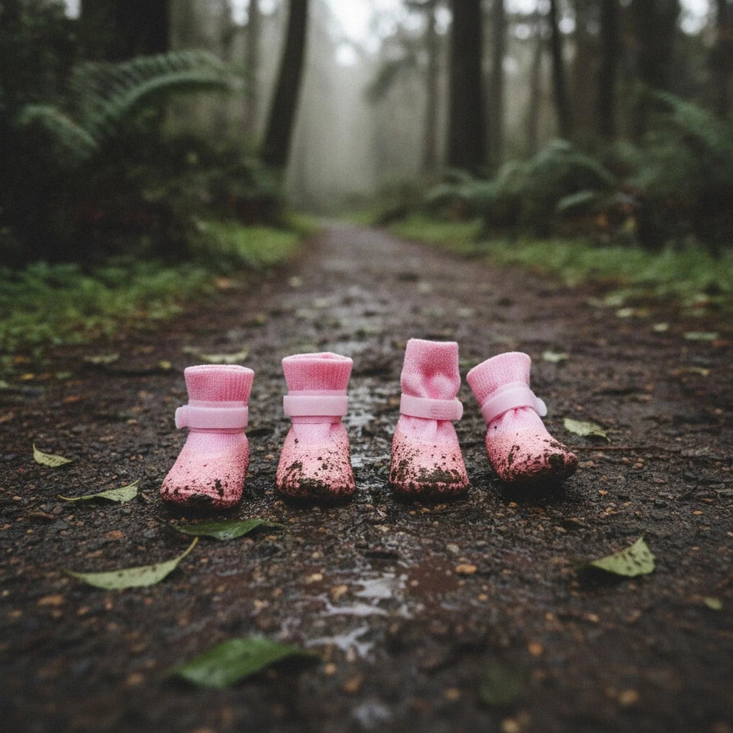 Rubber Rain Boots for Pets. 4-Pack Protective Footwear