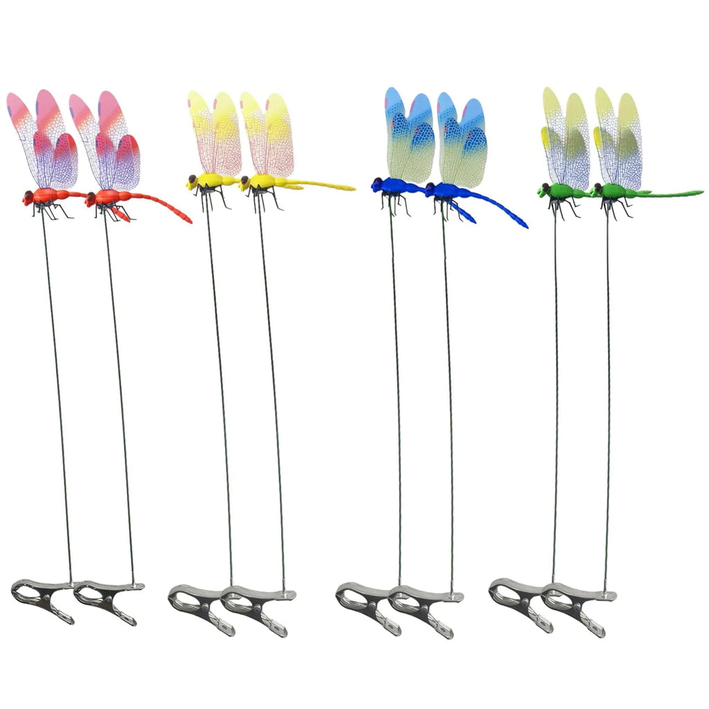 8 Pack 3D Dragonfly Garden Stakes Decor
