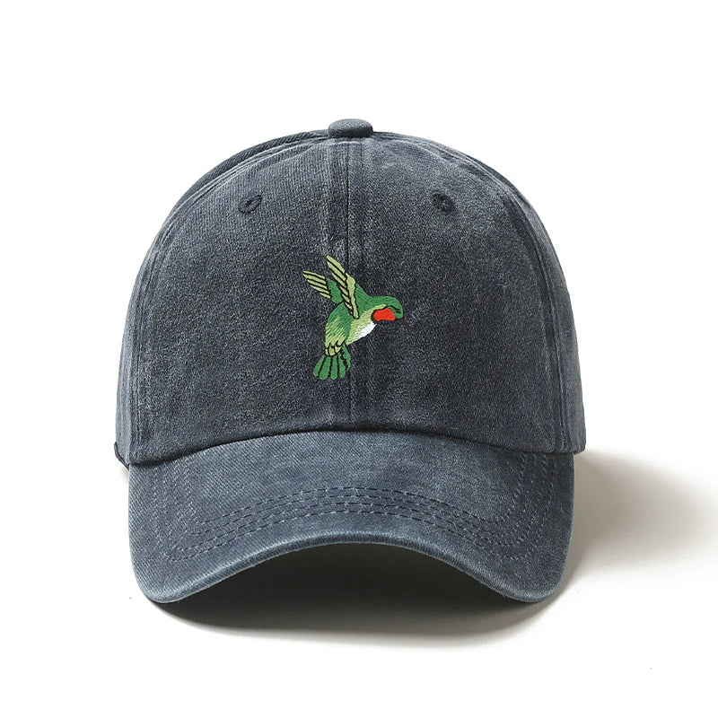 Hummingbird Baseball Cap - Embroidered Wildlife Bird Design, Cotton Retro Sun Hat for Women, Trucker Style
