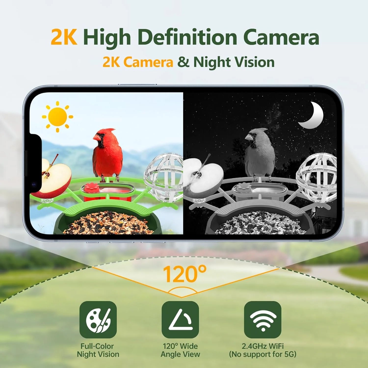 Centvicam Smart Bird Feeder with Camera �?2K HD Live View