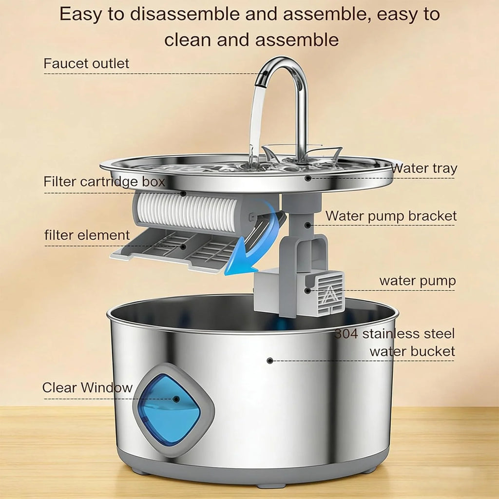 Stainless Steel Cat/Dog Water Fountain