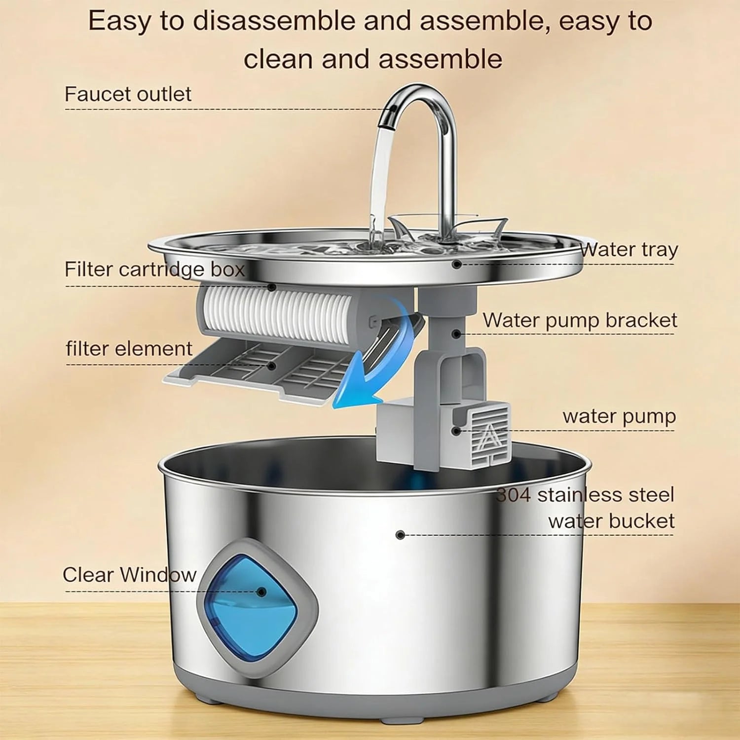 Stainless Steel Cat/Dog Water Fountain