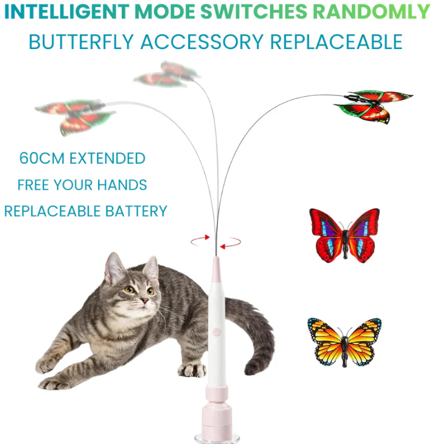 Spinning Butterfly Cat Wand Interactive Cat Teaser Toy