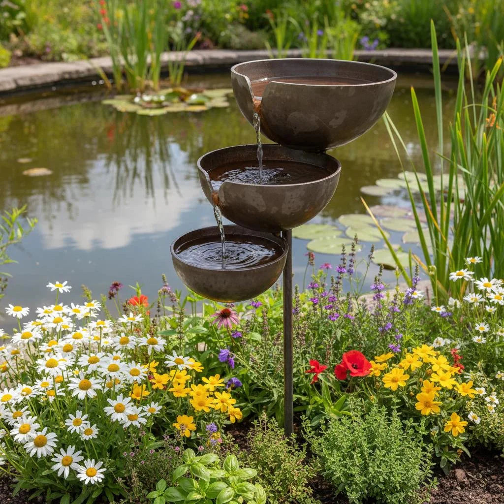 🔥Hot Sale 50% OFF🔥Bring Life Back To Your Garden �?Peaceful Cascading Rain Catcher Bird Bath For Welcoming Garden Wildlife🌿🐦