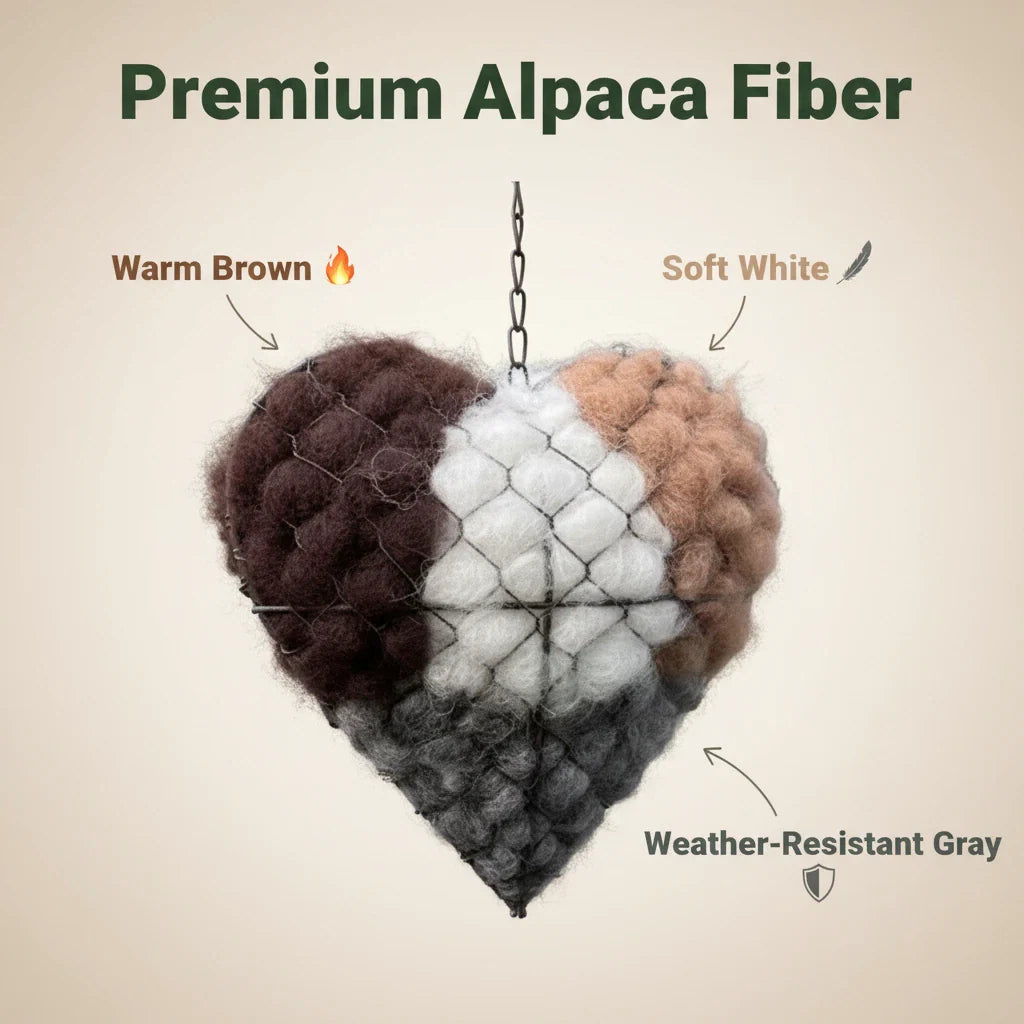 Handmade Alpaca Fiber Bird Nesting Heart